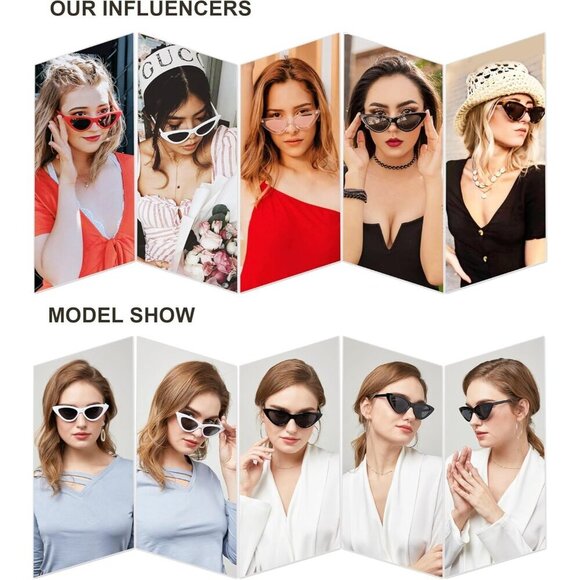 Vintage Cat Eye Sunglasses Womens Plastic Frame UV400 Protection Stylish - Picture 4 of 6